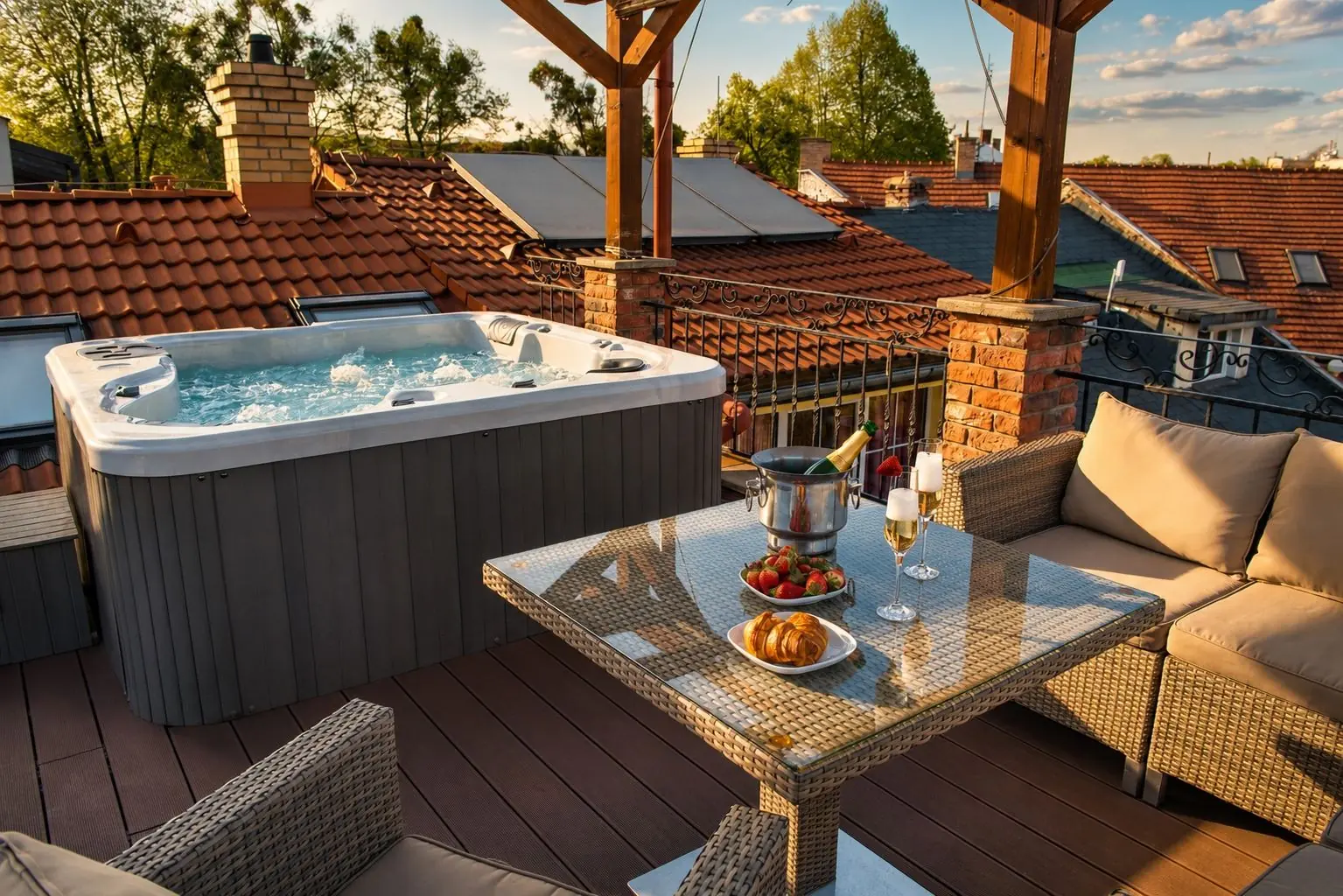 Romantic rooftop jacuzzi stay in Košice